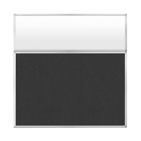Versare Hush Panel Configurable Cubicle Partition 6' x 6' W/ Window Black Fabric Frosted Window 1852331-3